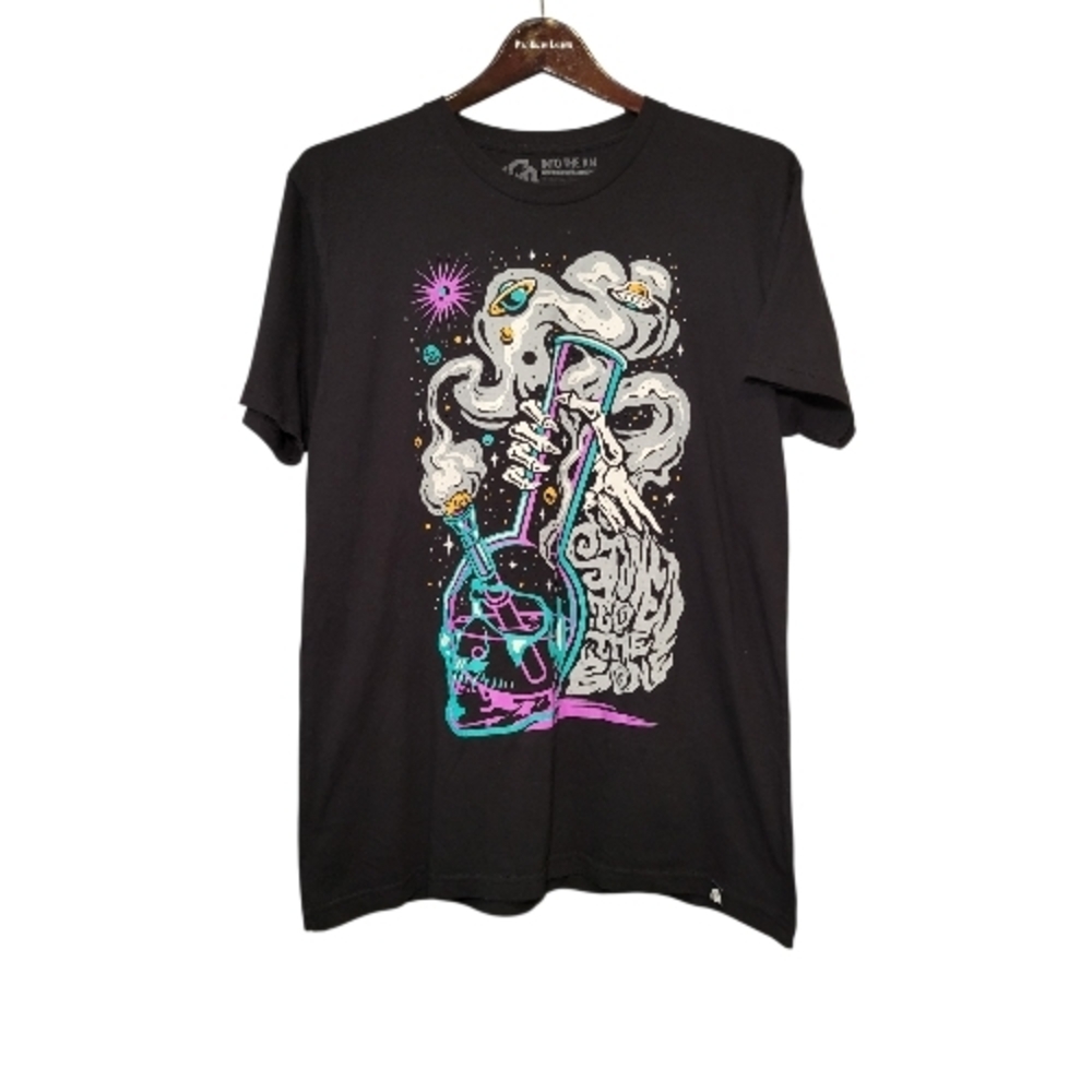 INTO THE AM Psychedelic Skull Graphic Tee Black Men’s Large